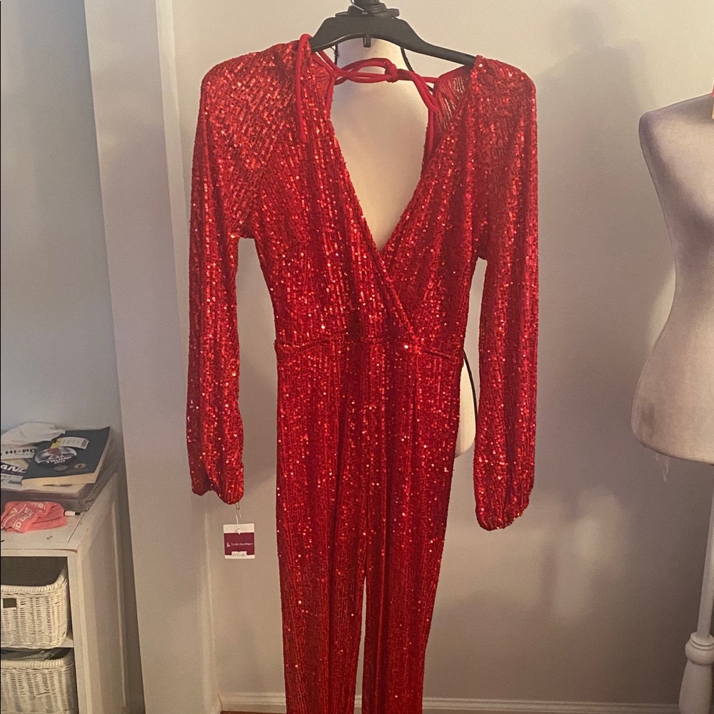 Valentine NWT size small jogger bottom sequin jumpsuit!